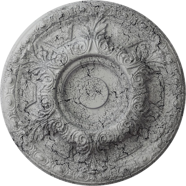 Ekena Millwork Granada Ceiling Medallion (Canopies up to 7 1/8"), 23 1/2"OD x 2 3/4"P, Ultra Pure White Crackle CM24GAUWC - main